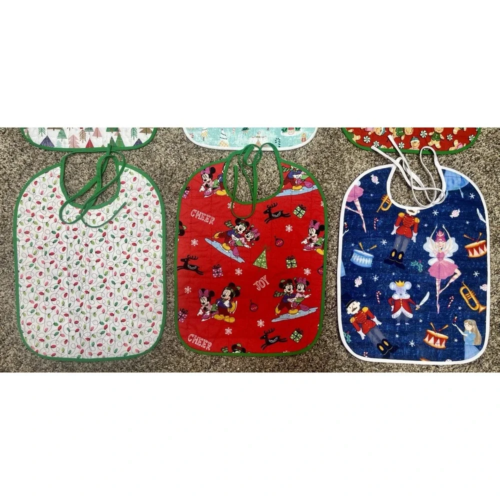 Lot Of 6 Quilted Handmade Christmas Baby Bib  Large Size‎ 12